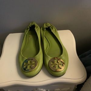 Green Tory Burch reva ballet flats